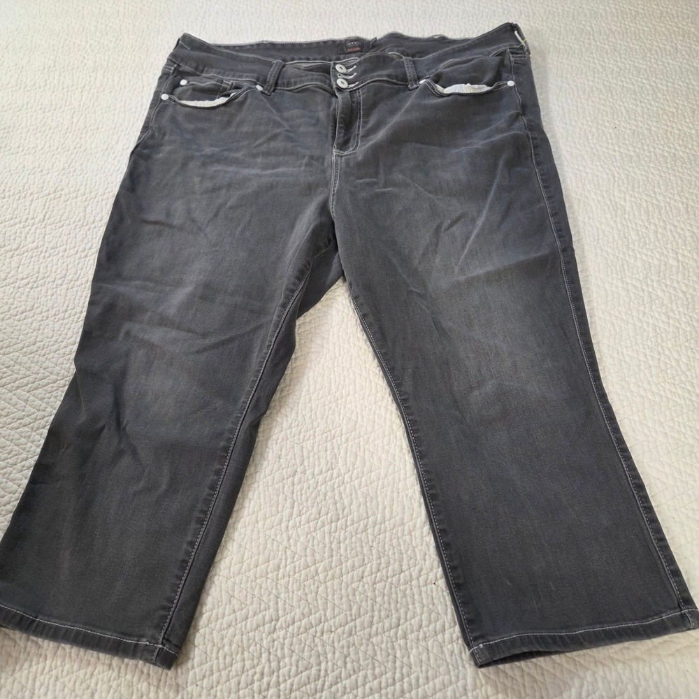 Torrid Crop Jegging Womens 24 Dark Gray Wash Stretch Denim Capri Pants Mid Rise